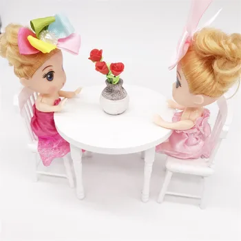 1:12 Mööbel Puidust mänguasi Kääbus valge mini tabel tool komplektid nukud leibkonna teeselda, esita mänguasjad tüdrukutele nukumaja nukk