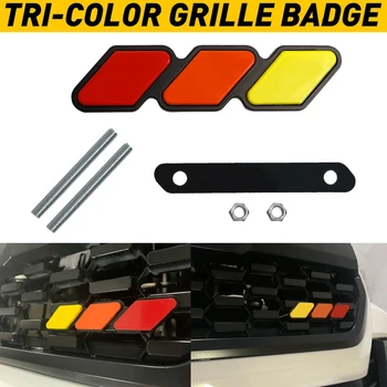 1 Komplekt Grill Embleem Logo Tri-Color, Toyota - Tacoma 4 Runner Sequoia Rav4 Highlander, Kollane/Oranž/PUNANE