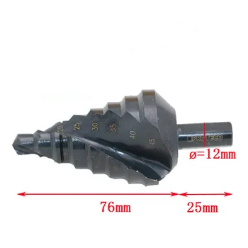 10-45mm Pind Nitriding Hss Samm Koonus Drill Bit Auk Lõikur Komplekt Meeter-Step Drill Puidust, Plastikust, Metallist Puur