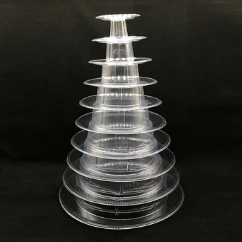 10 Astme Tower Macaron Macaron vitriin Ring Kook Seista PVC Plaat, Sünnipäev, Pulm Display Rack Kook Dekoreerimiseks Vahendid