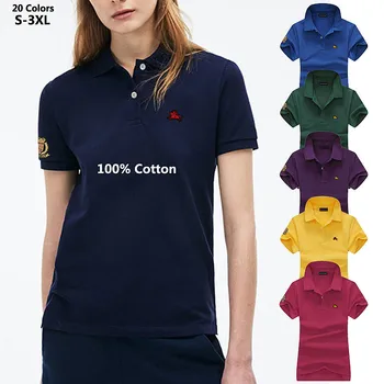 100% Cotton Fashion Suvel Naiste Polos Särgid Hobune-Tikand-Logo Vabaaja Lühikesed Varrukad Polos Femmes Riided Slim Tees S-3XL