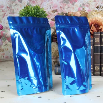 100TK/Palju 14*20cm sinine Tõmblukk Alumiinium Foolium Suletavasse Ventiil Pakend Kotid Toidupoed Kohvi Pähklid Pack Kotid