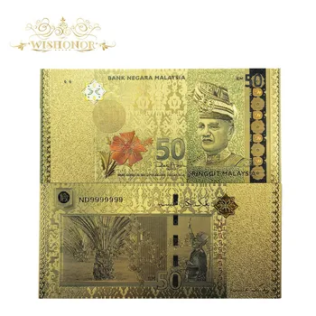 10tk/palju Hot Müük Uue mudeli Värvilised Malasia Kuld Pangatähtede 50 Ringgit Pangatähtede 24k Kuld Võltsitud paberraha Jaoks Kingitus