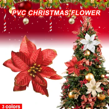 15cm Glitter Kunstlik Silk Flower Suur Lill Peas Xmas Tree Kaunistused DIY Scrapbooking Teenetemärgi Uus Aasta Jõulud Decor