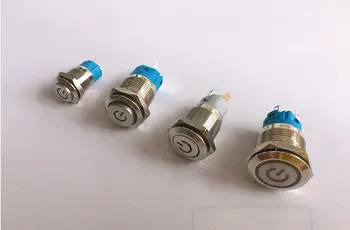 19mm LED Power metal Surunupp-lüliti 5PIN 1NO 1NC koputades nuppu start veekindel