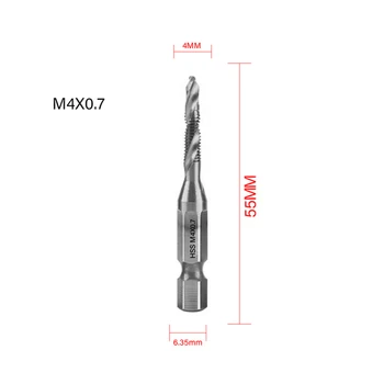 1TK M3/M4/M5/M6/M8/M10 Tap Drill Bit Hex Varre Puuriterad Komplekt HSS Keermestatud Natuke automaadil Ühend Tap Drill Bits