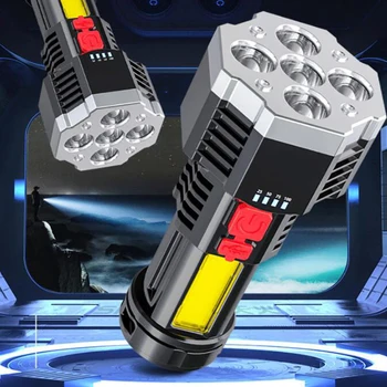 1tk Super Ere LED Taskulamp 5 LED-Tahid Veekindel Telkimine Tõrvik USB Laetav 10000Lm Taskulamp Väljas Kalapüük