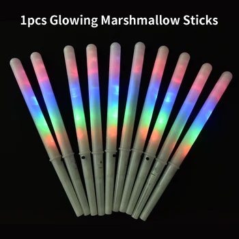 1tk Värvikas Vahukommi Glow Stick LED süttib Puuvill Kristalliseerunud Torbikud Värvikas Hõõguv Vahukommi Pulgad Mitteläbilaskva