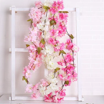 2.2 m Kunstlik Kirsi Õied Silk Flower Vanik Rotangist Viinapuude DIY Crafts Pulm DIY Kodus Seina Kaunistamiseks Isiku Kasuks