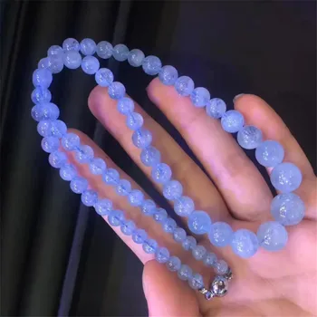 2018 Äsja Loomulik Ocean Blue Gem Kivi Ring Helmed Crystal Pikk Kaelakee AAAA 5-12mm Mood Naiste Crystal Kaelakee Kivi