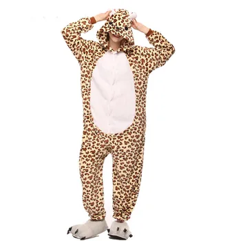 2019 Talvel Naiste Kigurumi Onesie Leopard Karu Pidžaama Komplekti Armas Lapp Loomade Pajama Nightie Soe Kapuutsiga Kostüüm Sleepwear