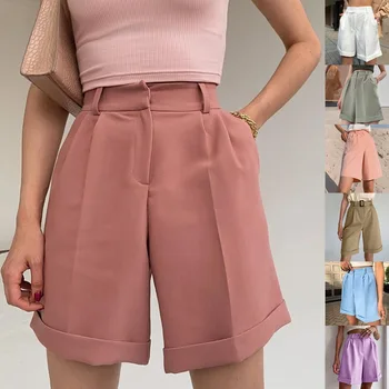 2021 suvel uus kuum müüa naiste püksid materjal hem tasku lukuga nupud plain värviga mood vabaaja püksid püksid