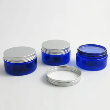 20x 100g Koobalt Sinine Tühi PET Keskmise Plastikust Kosmeetika Jar Pakendi tihend Hõbedane Alumiinium Kork 100g Sinine PET-Mahutid