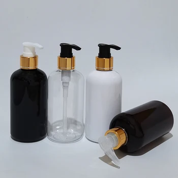 250ml Valge pudel kuld krae kruvi emulsioon pump kosmeetika plastpudelid,Tühi vedela seebi, šampooni pudel aerosooli