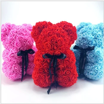 25cm Roosid teddy bear lilled, kunstlilled kaunistamiseks võltsitud lilled kuivatatud lilled Valentines kingitus tasuta shipping