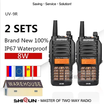 2TK Baofeng Walkie Talkie UV-9R 8W Raadio IP67 10KM Dual Band VHF 136-174 UHF 400-520MHz 10 KM Uuendada UV-82 UV-5R UV-XR UV-9R