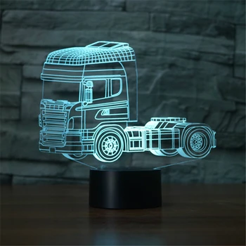 3D Auto mudel LED Night Light raske veoauto veoauto 7 Värvi Valguse Kodu Kaunistamiseks Lamp Visualiseerimine Optiline Illusioon Lamp Xmas