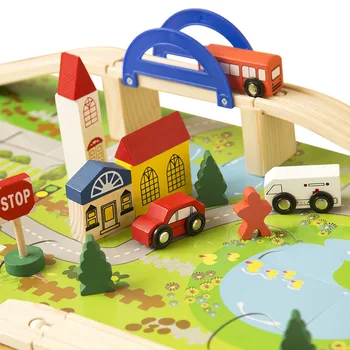 40pcs Linna Raudtee Transiit Stseeni puidust mänguasi Koostisega Eirata Raudtee Auto Laste Haridus Assamblee Blokeerida Puidust Mänguasi