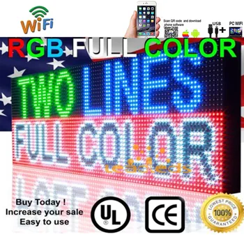 41x16inch Täielik Värvi RGB Väljas Veekindel 10MM HD Wifi+U disk Programmeeritav Kerimine Sõnum Street Multi-line Led-tahvli