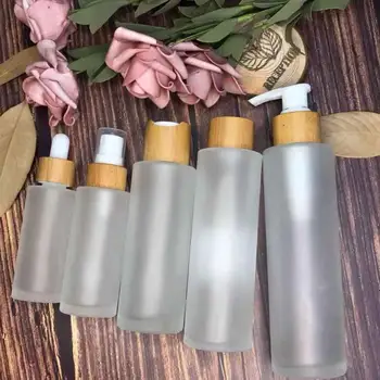 4oz 1oz jäätunud selge klaaspurki bambusest pudel spray losjoon ühise põllumajanduspoliitika nikerdamist puit kosmeetilise nahahoolduse kreem tasuta proovi