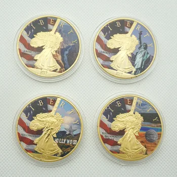 4tk/palju-Ameerika Vabaduse Suveniiride Kingitus mündikogu, hõbetatud USA Jalgsi Kuju Kogumise Müntide Väljakutse Metallist Mündid