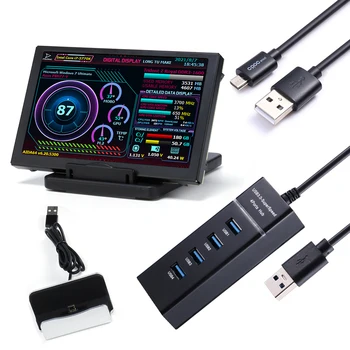 5 Tolline IPS Arvuti Sekundaarse Ekraani Alumiinium USB HDD Monitor Dislay 360 Kraadise Pöörde HDD Järelevalve Mini ITX Case