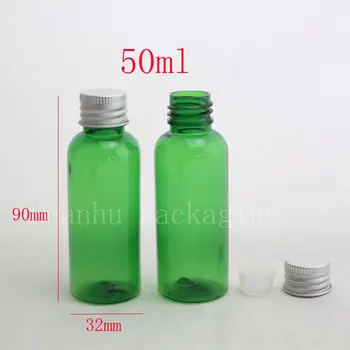50ML Roheline Ring Plastikust Pudel Alumiinium Kork , 50CC Šampoon / Emulsioon Pakend Pudel , Tühi Kosmeetika Konteiner ( 50 TK/Palju )