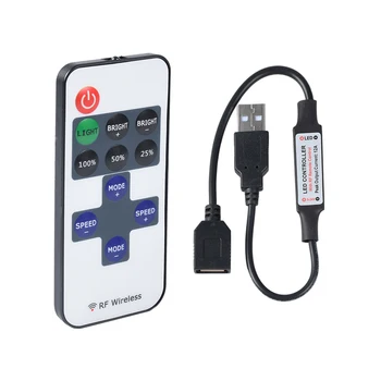 5V USB-11 Klahvid LED Riba, Kontroller Mini Dimmer RF Remote Controller