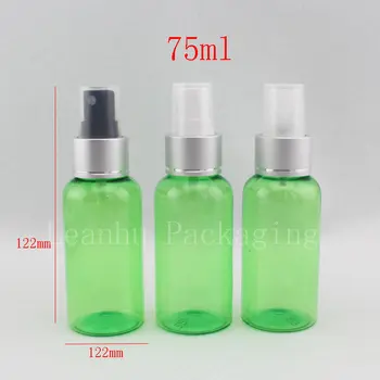 75ml roheline tühi udu pihusti pump meik plastpudelid, 75g luksus parfüümid ja kosmeetikatooted udu pihusti konteiner , kosmeetikatoodete pakendid
