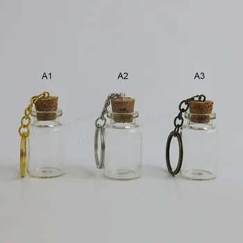 7ML 10ML Mini Armas Klaasist Pudelid võtmehoidja Ripatsid Väike, kes Soovivad Pudelid Korgist Viaal Kunsti Purgid Käevõrud Kingitused 500pcs