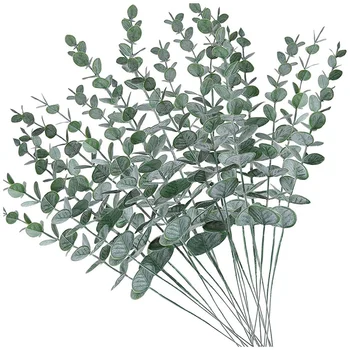 80Pcs Kunstlik Eukalüpt Varred, Lehed Võltsitud Hall Roheline Eucalyptuses Taime Oksad Faux Rohelus Varred Pulm