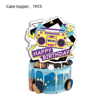 90-ndate Stiil Teema Cupcake Toppers 90s Kook Lipu Kids Sünnipäeva Asjade Ühekordsed Nõud Pool Kaunistused