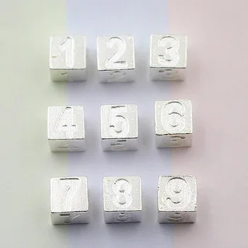 9pcs 6mm hõbedane värv Ehted Võlusid Õnnelik DIY Number Ripats 1-9 ühe araabia numbersd metallist võlusid rant