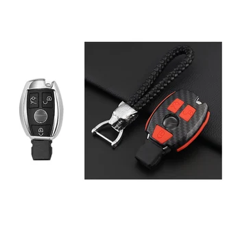 ABS süsinikkiust Kest+Silikoon Kate Remote Key Omanik Fob Kohtuasjas&Võtmehoidja Jaoks Benz Seeria