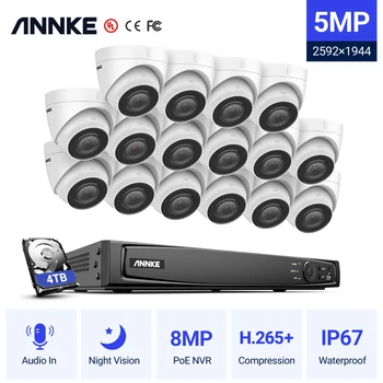 ANNKE 5MP H. 265+ 8CH PoE Võrgustik, Video Security System 16X IP67, Veekindel Väljas POE IP-Kaamerad Plug & Play PoE Kaamera Kit