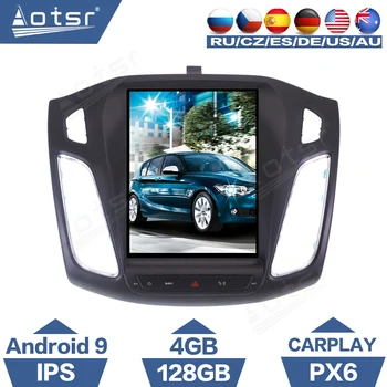 AOTSR 4+128G Tesla Ekraani autoraadio Coche Android 9 Ford Focus 2011 - 2018 PX6 Multimeedia Mängija, GPS Navigatsioon DSP CarPlay