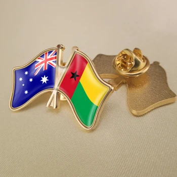 Austraalia ja Guinea-Bissau Ületanud Topelt Sõprus Lipud Sõle Märgid Rinnamikrofon Nööpnõelad