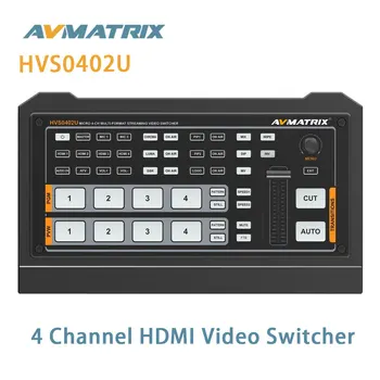 Avmatrix HVS0402U Live Stream Video Switcher Kontrollitud USB Klaviatuur 4 Channel HDMI-sisendid, PC Hõivamiseks Streaming Ühtivad