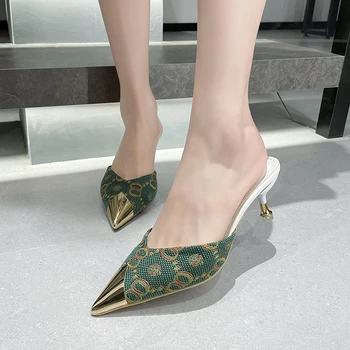 Baotou poole sussid tütarlaste mood stiletto pikad sandaalid suvel uus välimine kanda kõik-mängu kleit, kõrged kontsad