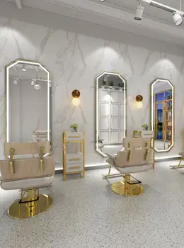 Barber shop peegel tabel ilusalong peegel lamp LED peegel seina riputamise lihtne, ühe-ja kahepoolne peegel juuksur