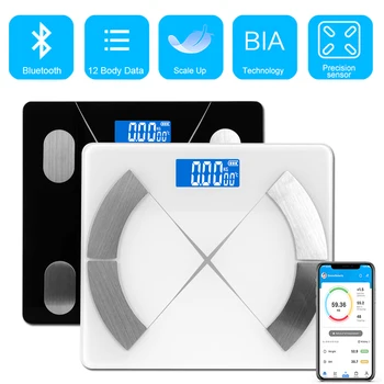 Body Fat Scale Elektrooniline Tasakaalu Kaaluga Skaalal Bluetooth App LCD Ekraan KMI Keha Koostise Analüsaator Digitaalse Vannituba Skaala