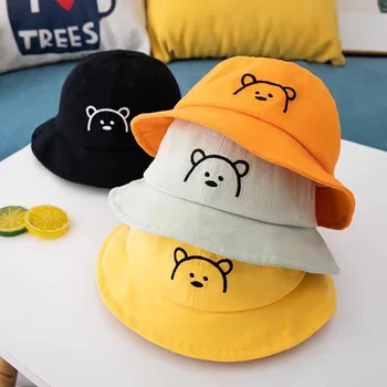 Cartoon Bear Kids Müts Tikand Beebi Poisid Tüdrukud Kopp Müts Suvel Väljas Väikelapse Päike Müts Lastele Kalamees Kork
