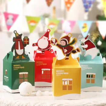 cartoon kingitus Jõulud Pulm komme, puu-box värvikas jõulud kasti jõululaupäev apple kokkuklapitavad kastid armas casual kott