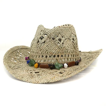 Casual Kauboi Müts Summer Õled Naiste Mütsid Käsitöö Päike Mütsid Meestele Cowgirl Vale Pärl Teenetemärgi Vabaaja Beach ühise Põllumajanduspoliitika