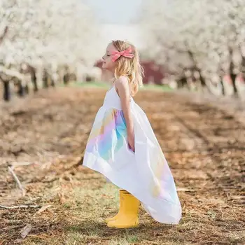Cotton Baby Tüdrukute Kleidid Suvel Rainbow Girl Segast Kleit Mood Beach Kanda Pulmapidu Kostüüm Laste Varustus Teise Lapse