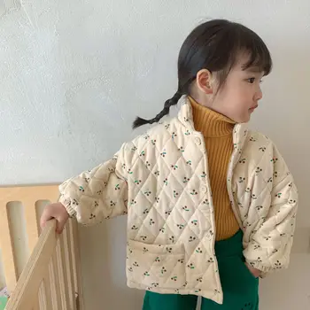 Criscky Beebi Tüdruk Õie Printida Paks Soe Jope, Puuvillane Polsterdatud Imiku Väikelapse Lapse Mantel Outwear 2022 Talvel Beebi Riided