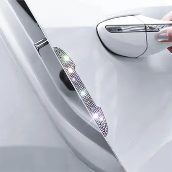 Crystal Ukse kokkupõrke-Ribad Auto Rearview Mirror kokkupõrke-Kleebis Loominguline Diamond Anti-scratch Kleebis 4tk