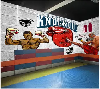 Custom foto tapeet seinte 3 d murals Kaasaegne Retro telliskivi seina boxing gym seinamaaling teostada sport taust seina paberid