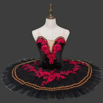 Custom Made Must Ja Punane Ballett hästi tihe võrgu sarnane kangas,Baleriin hispaania Ballett Tantsu Pannkook Ballett Kleidid, Täiskasvanud või Lapsed