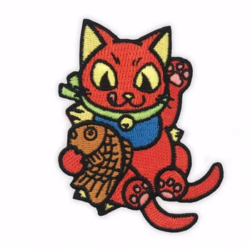 Custom Tikandid Plaaster Õnnelik Kass Maneki Neko Õnn Hiina Raud rõivaste Applique cudtomzied oma logo